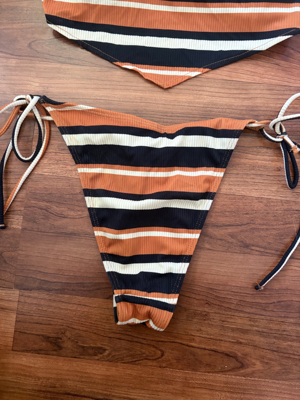 Forever 21 Striped Halter Bikini Set in Rust, Black & Cream - Picture 3 of 5